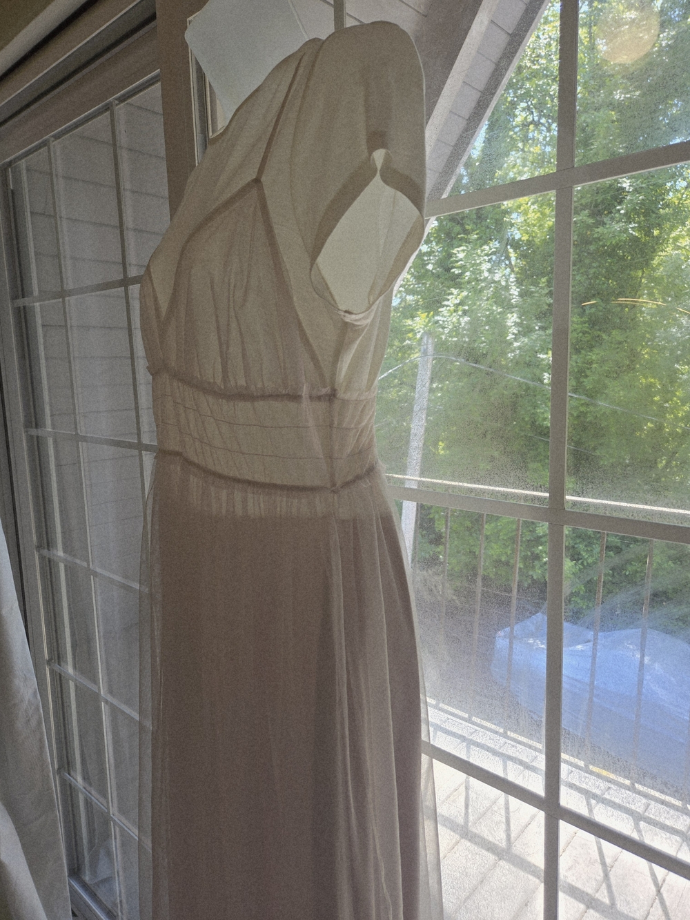 πΈ LC Lauren Conrad Sheer Cream Midi Tshirt Tulle Dress M - Picture 9 of 16